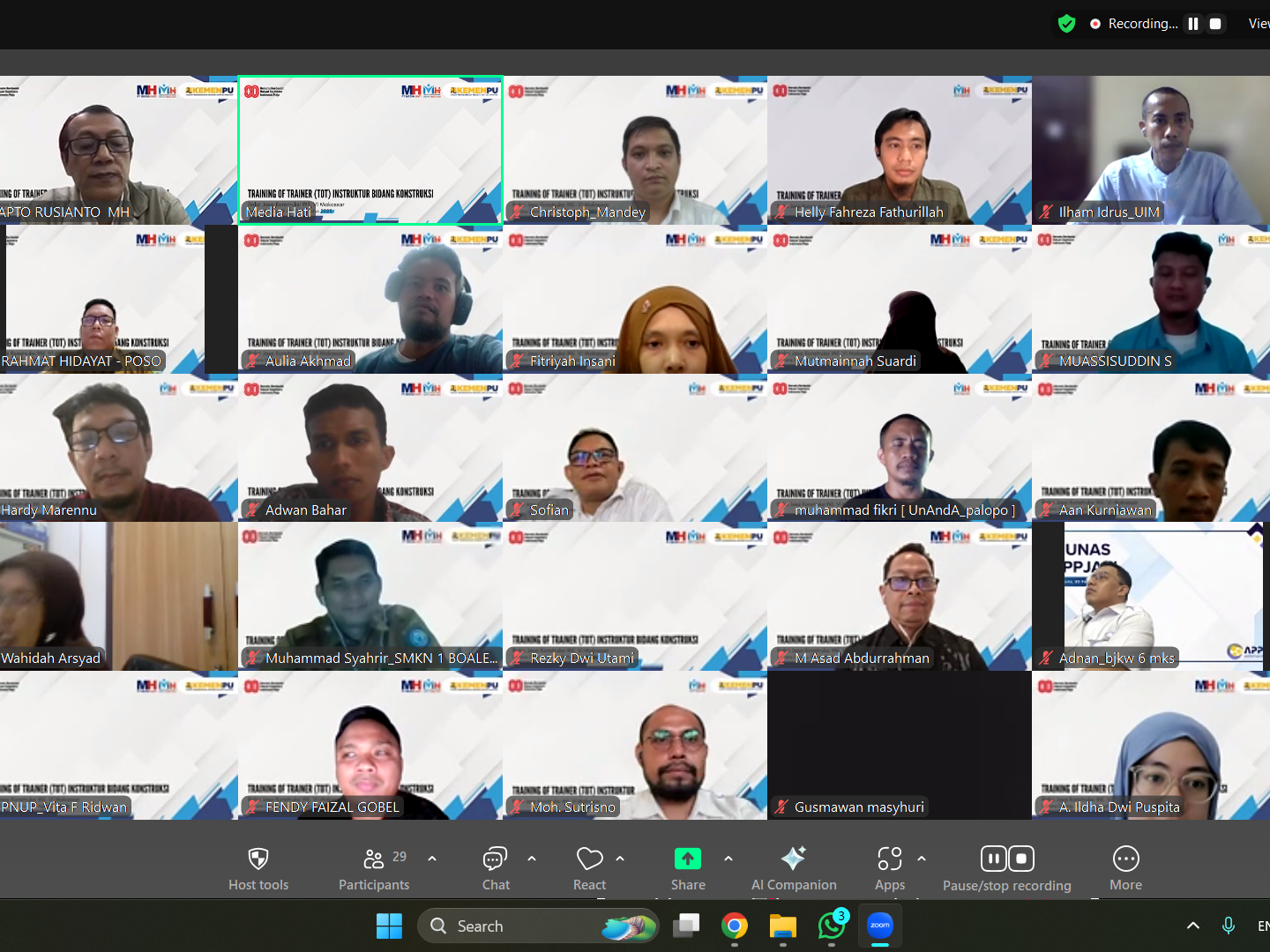 Pelatihan ToT (Training of Trainers) Instruktur Junior BJKW 6 Makassar